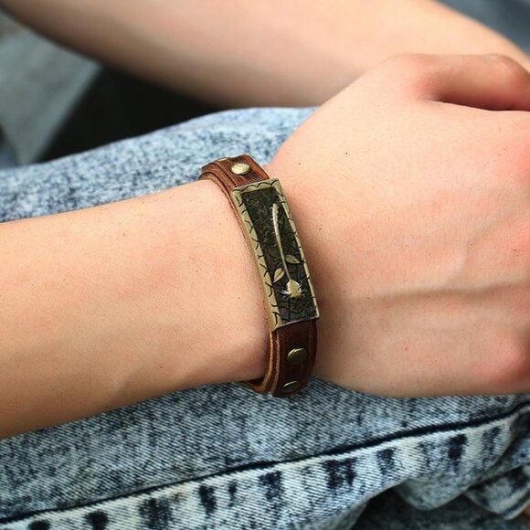 Handmade Boho Leather Bracelet | Adjustable Vintage Wrap for All Occasions - Picture 3 of 7